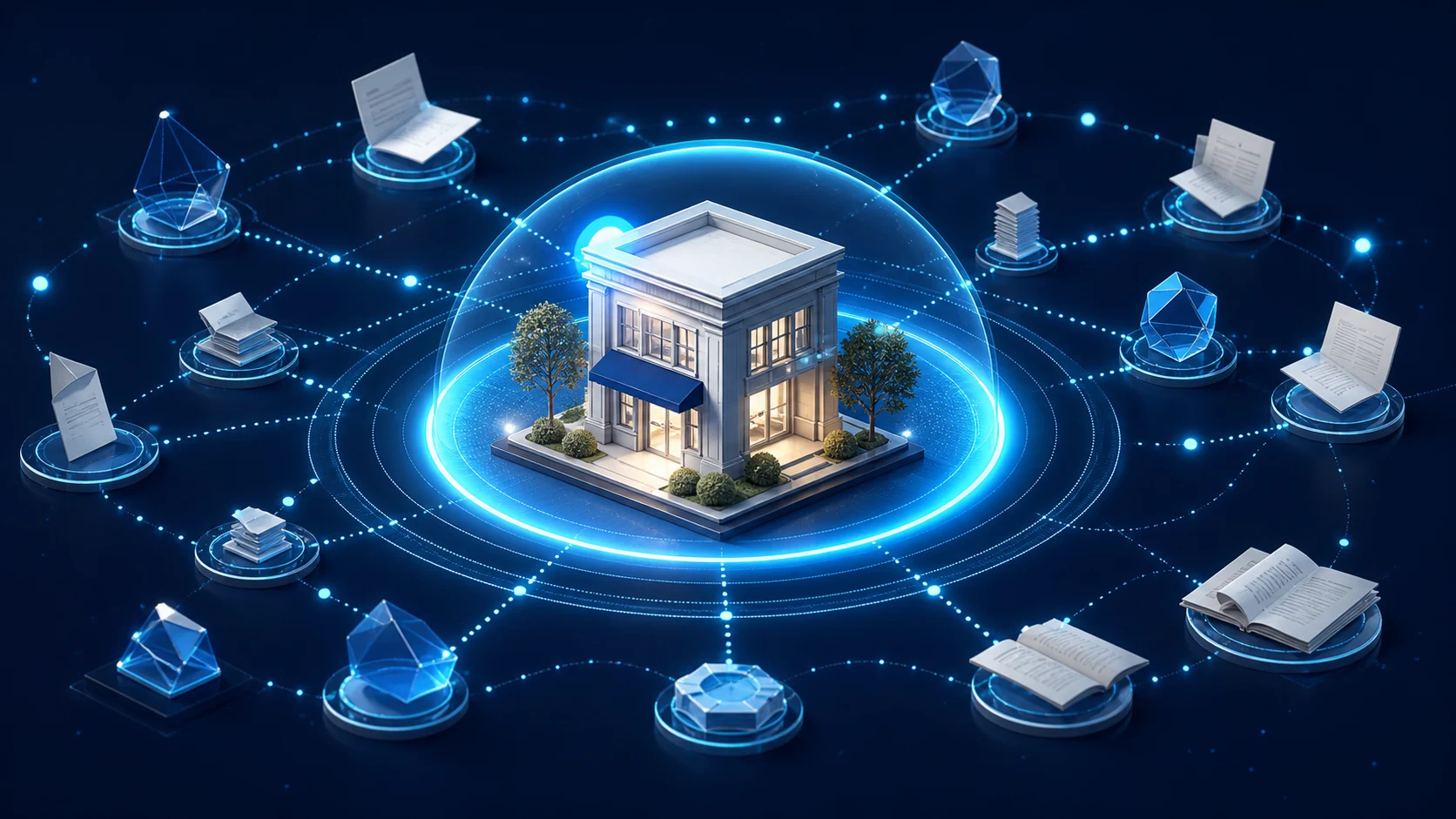 A business connected to a network of clear information sources